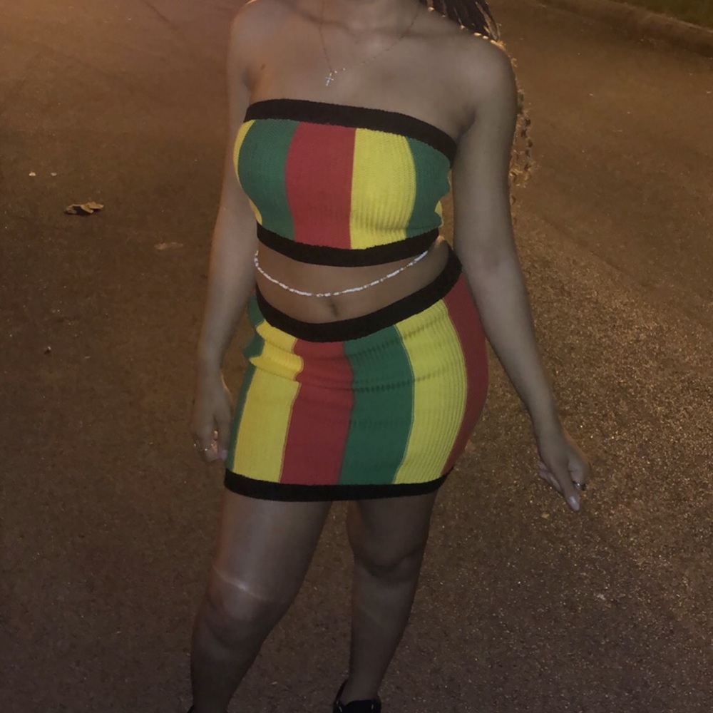 Crop and skirt Caribbean set Jamaican